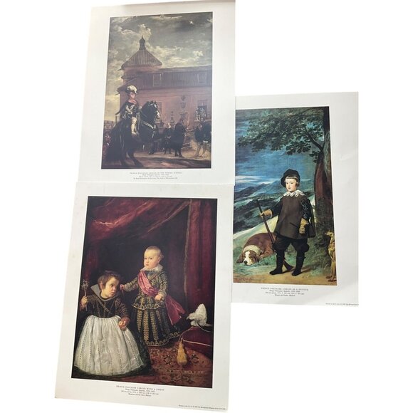 Lot Of 3 Vintage Art Prints By Diego Velázquez Prince Baltasar Carlos Scenes - Picture 1 of 12